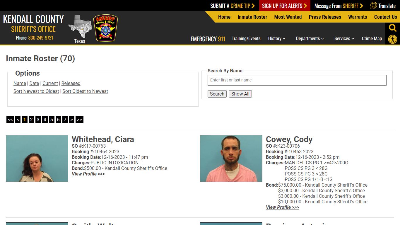 Inmate Roster - Current Inmates Booking Date Descending - Kendall ...